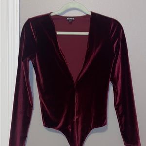 Velvet deep v bodysuit